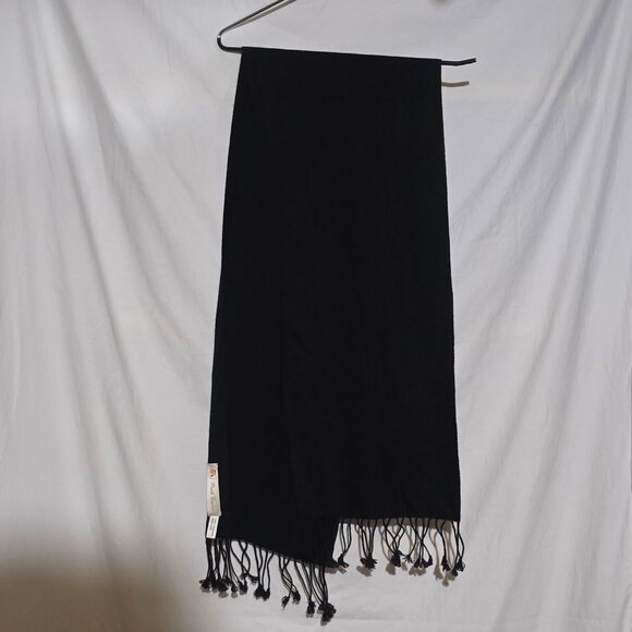 Peach Couture Made in Nepal 100% Cashmere Scarf - Black - 11 3/4" x 58" - Picture 5 of 5